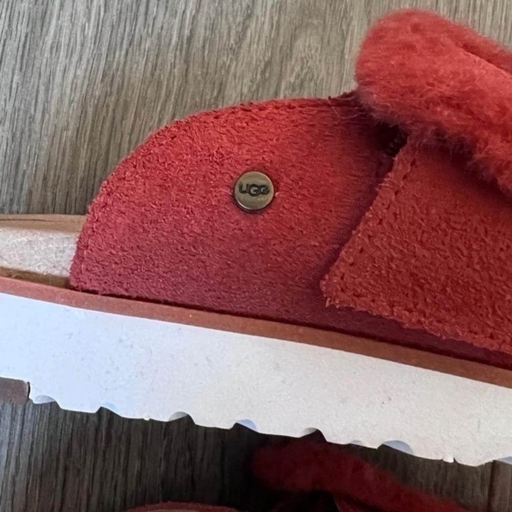 UGG Fluff Indio Flat Sandal In Red Rock Size US 5 - Picture 10 of 12